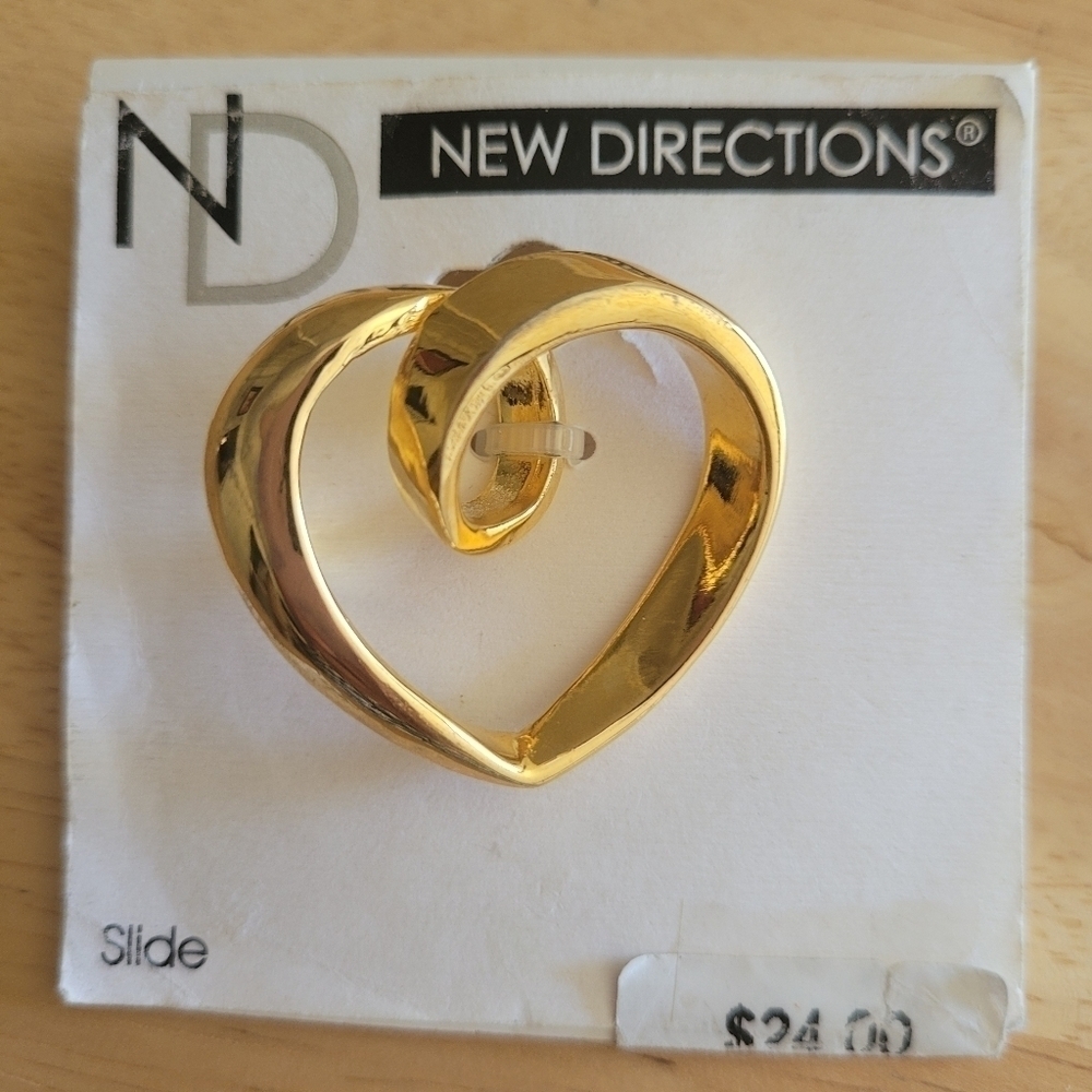 New Directions Gold-Tone Heart Slide Necklace Pendant